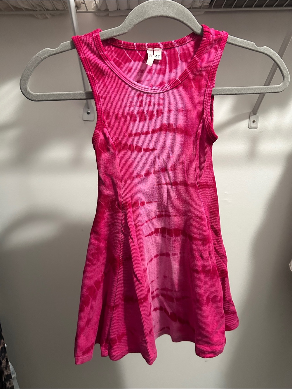 SOFI Girls Pink Tie-Dye Sleeveless Rib Knit Tank Dress - Women's Top